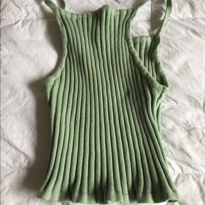Green crop top, high neck